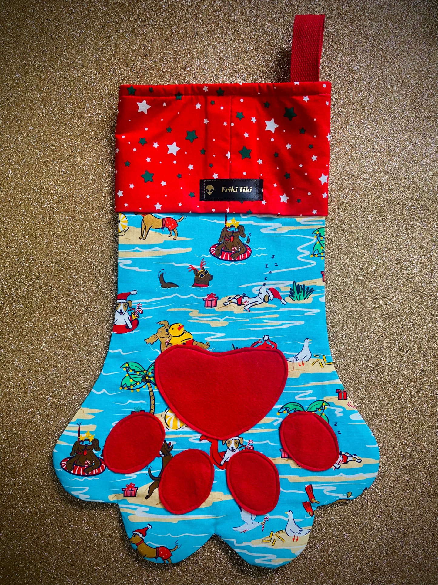 Retro Coast Designed & Hand Made Fur Baby Santa Paw Stocking