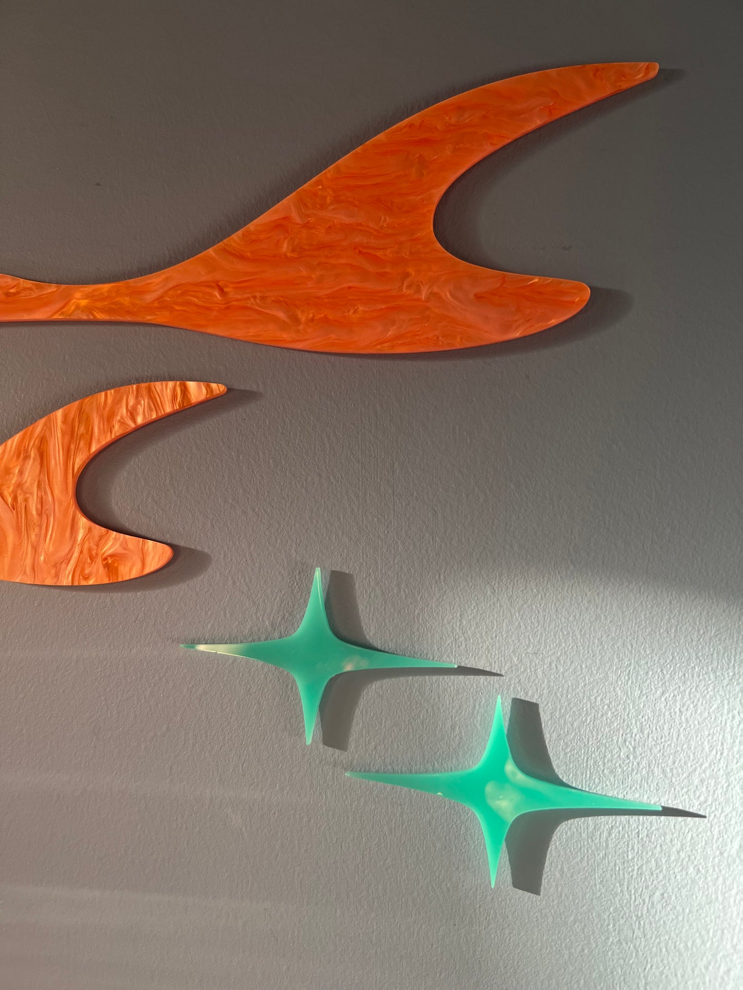 Abstract Flying Ducks, Set of 3 With Elongated Diamonds