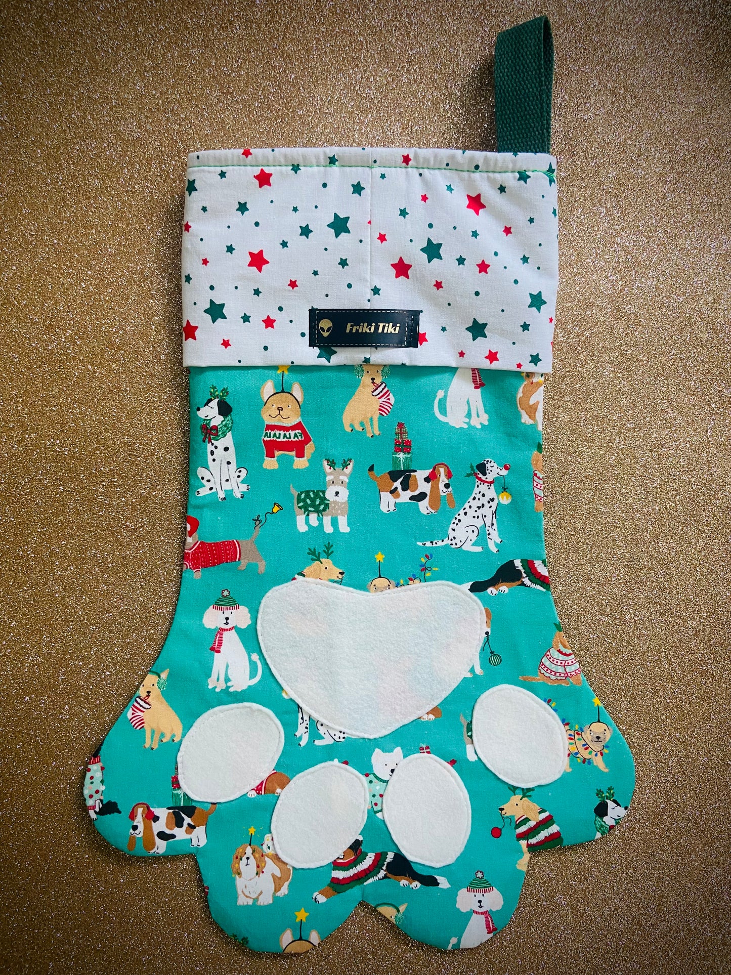 Retro Coast Designed & Hand Made Fur Baby Santa Paws Stocking