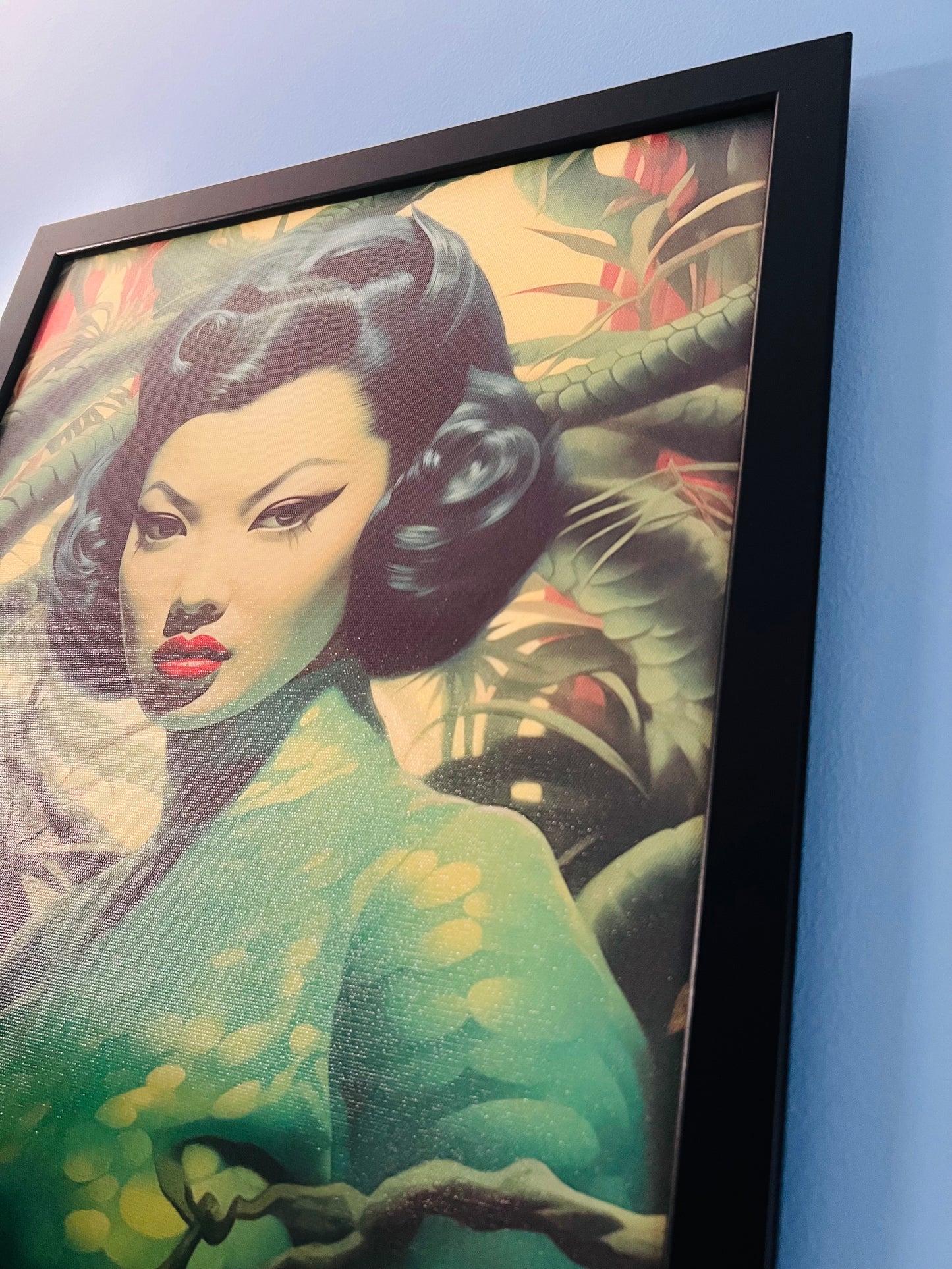 Creature Meets Exotic Lady Wall Hanging. FREE SHIPPING.