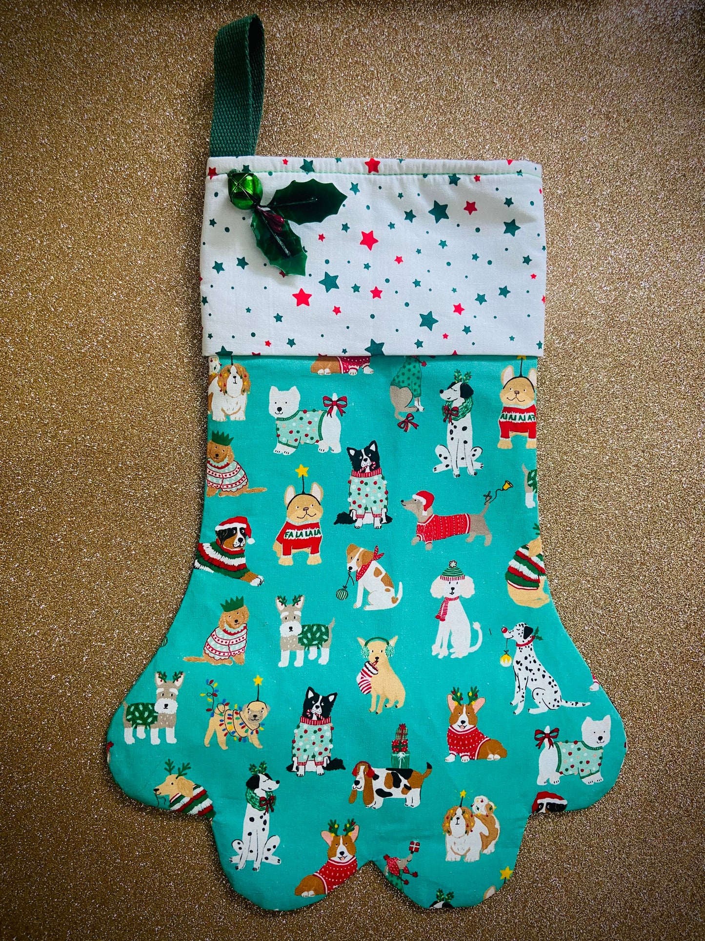 Retro Coast Designed & Hand Made Fur Baby Santa Paws Stocking
