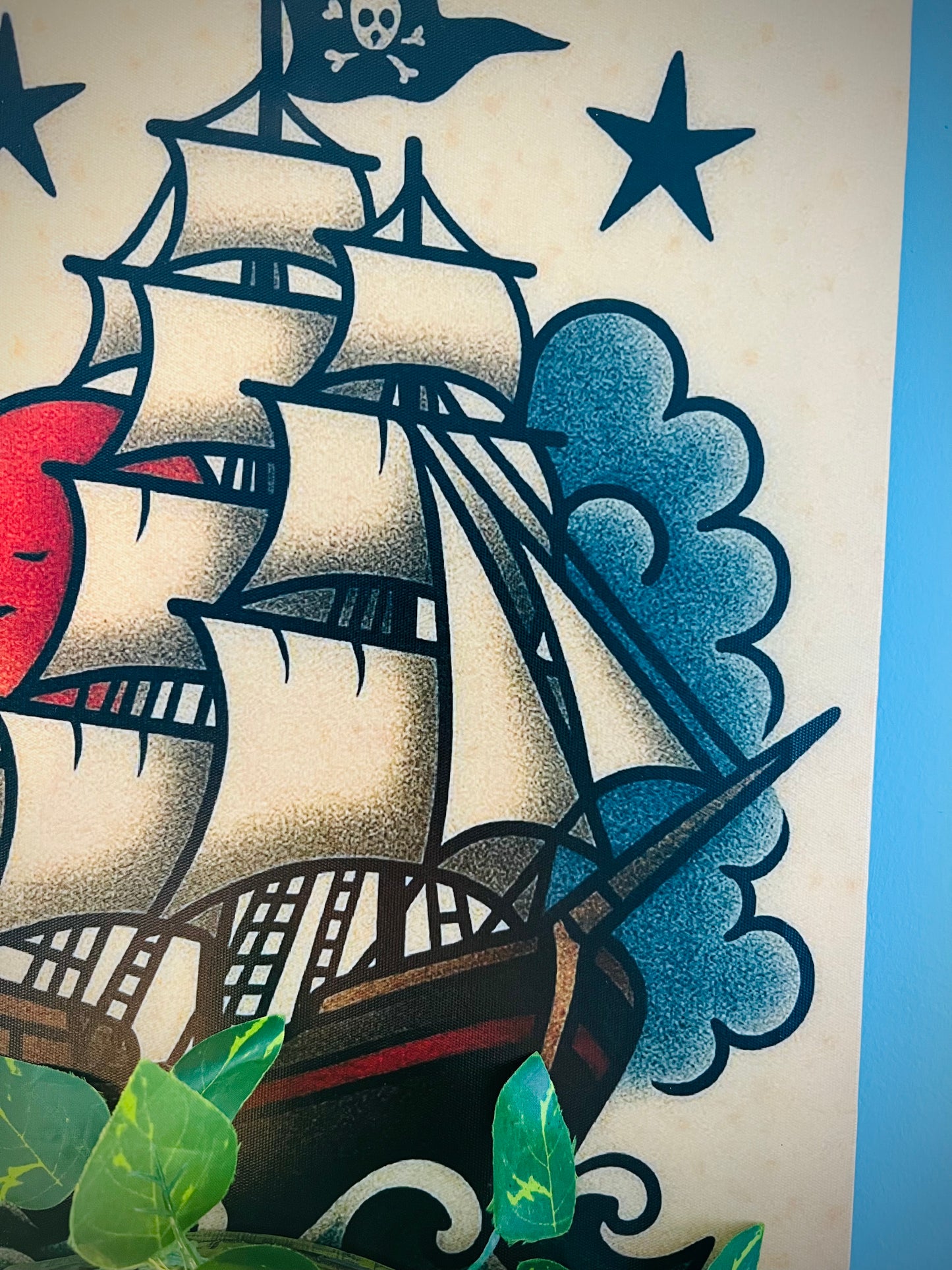 Creature Emerging From Sea With Trad Tattoo Ship- Wall Hanging. FREE shipping within Australia