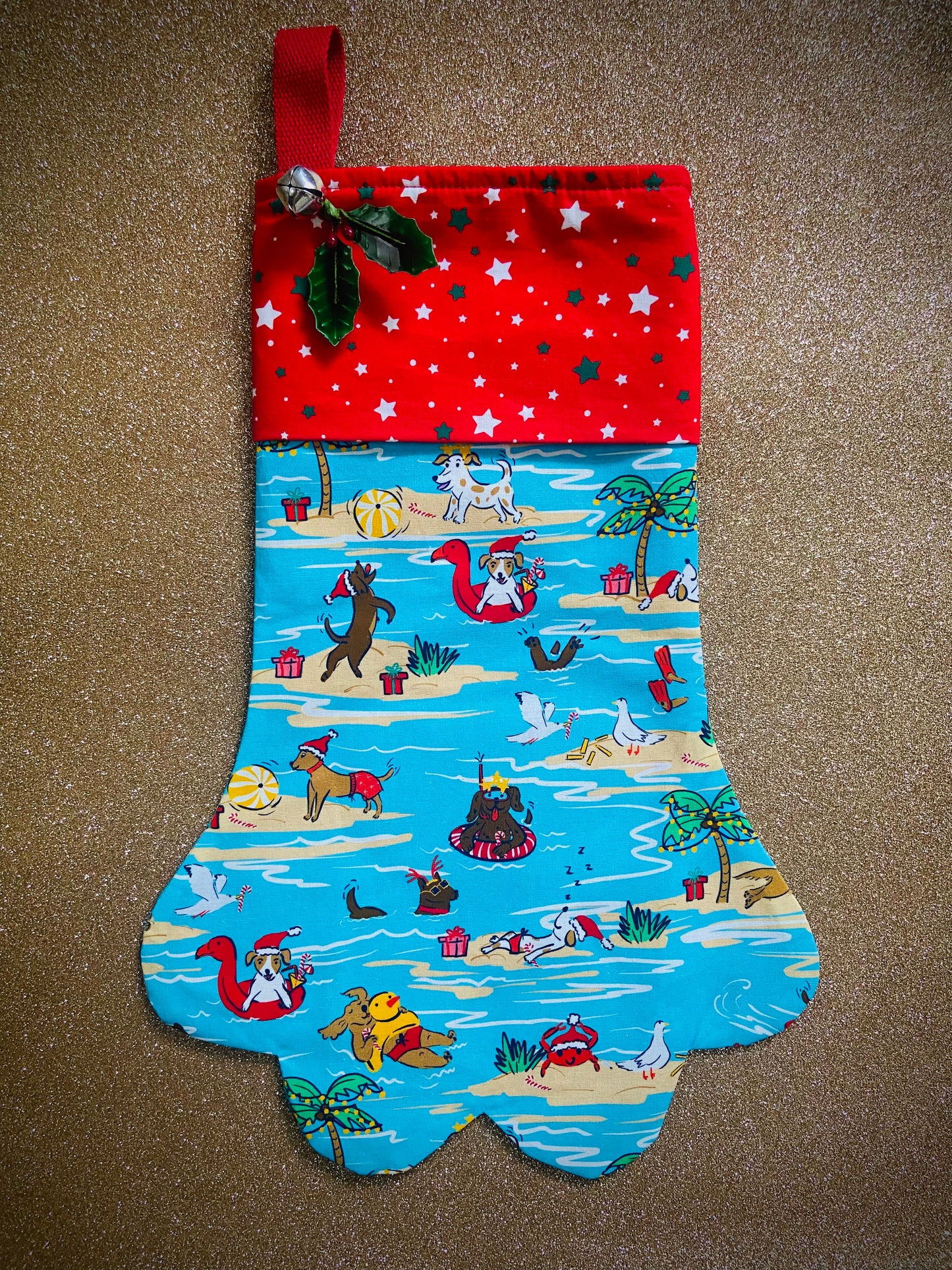 Retro Coast Designed & Hand Made Fur Baby Santa Paw Stocking