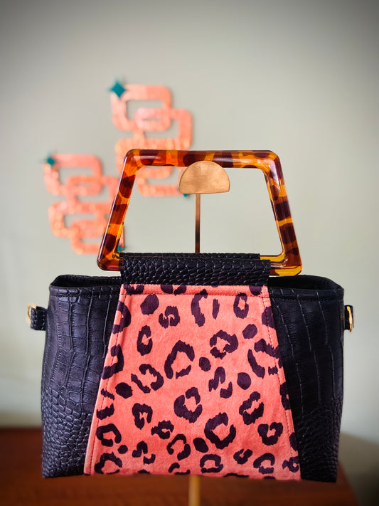 Retro Coast Midcentury Tortoise Shell & Leopard Hand Bag. Free Shipping Within Australia.