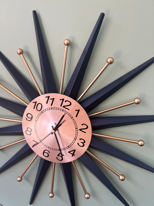 Navy Blue & Gold Starburst Clock. INCLUDES SHIPPING ( within Australia only ) FREE KOOKABURRAS