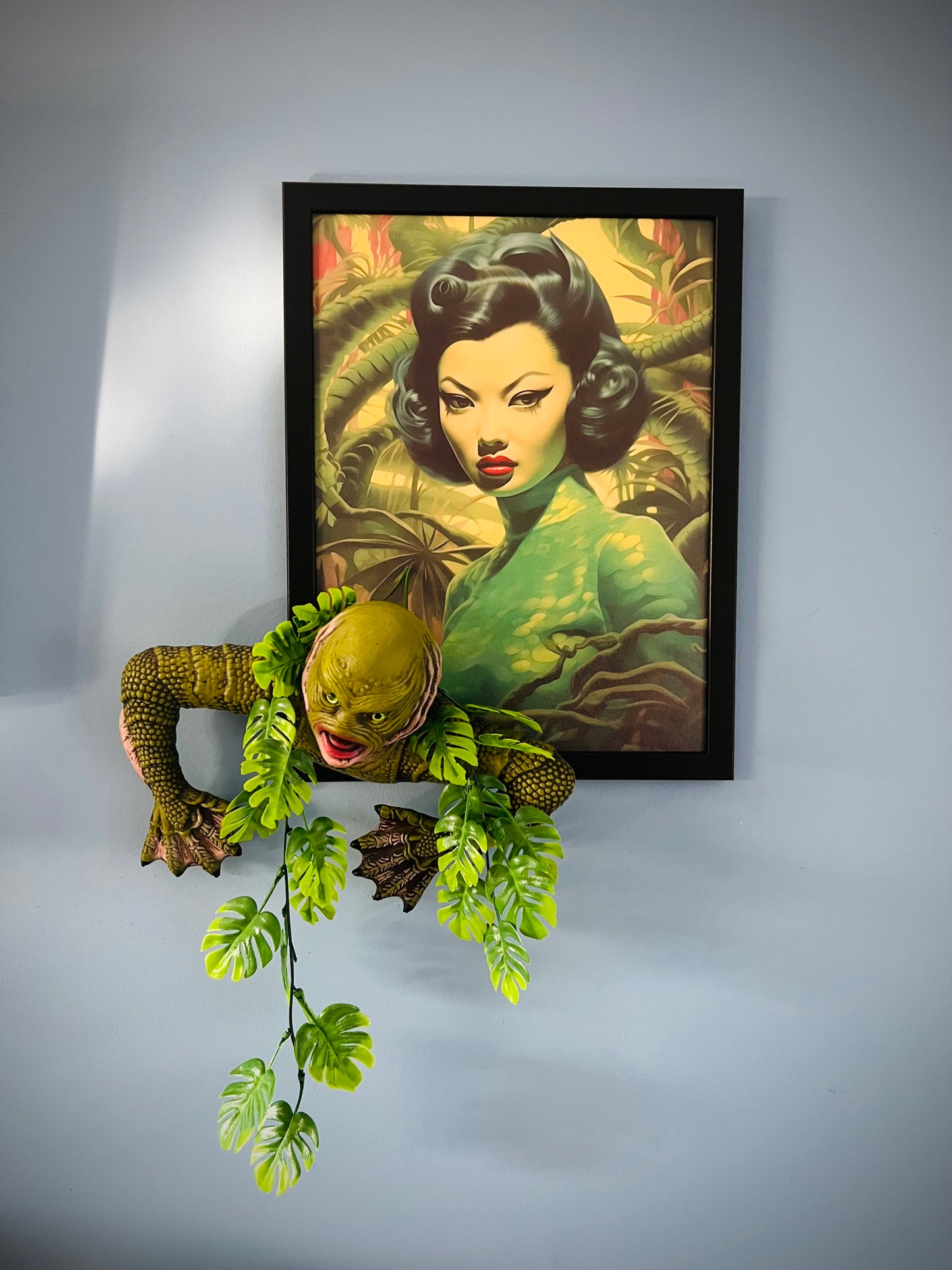 Creature Meets Exotic Lady Wall Hanging. FREE SHIPPING.