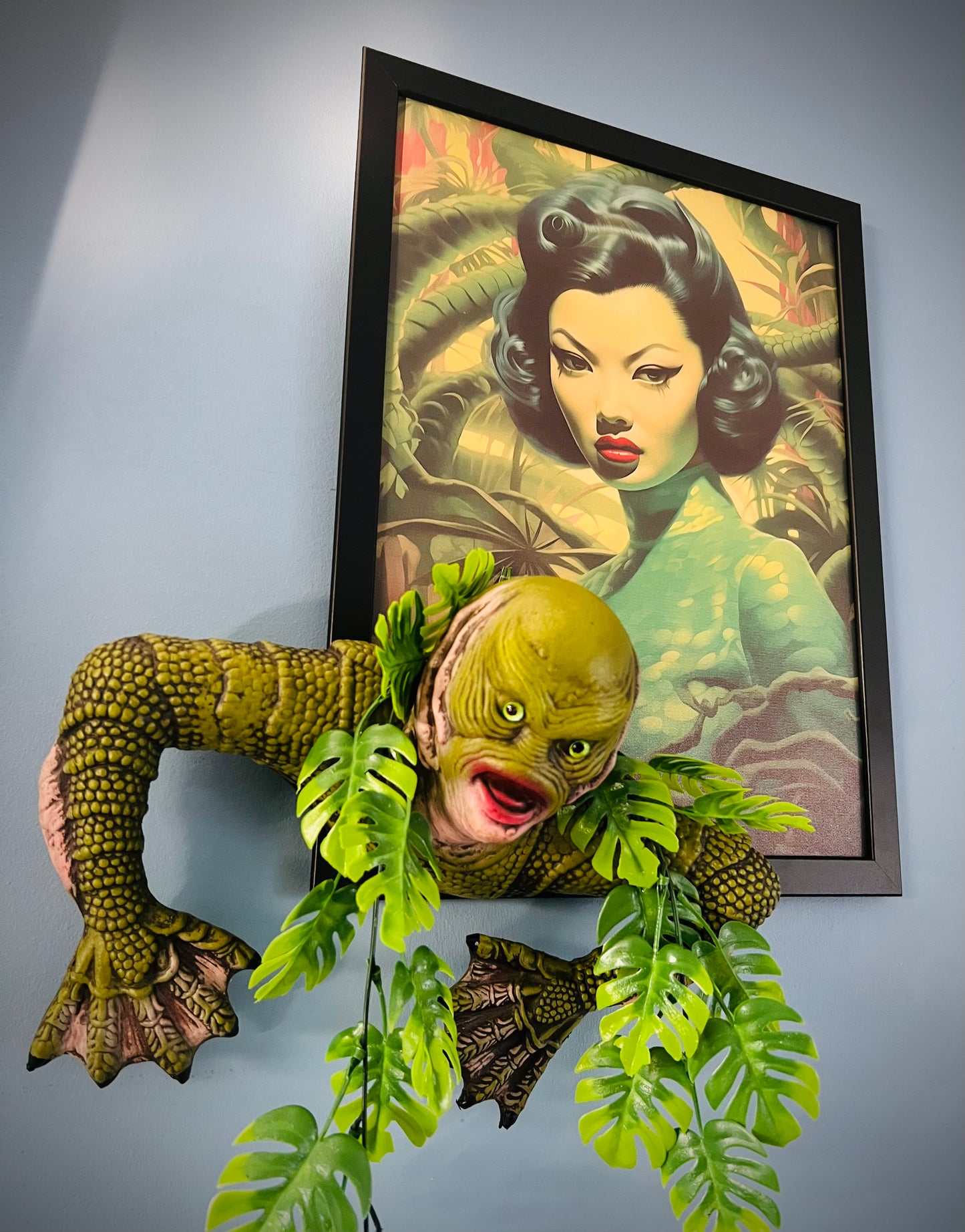 Creature Meets Exotic Lady Wall Hanging. FREE SHIPPING.