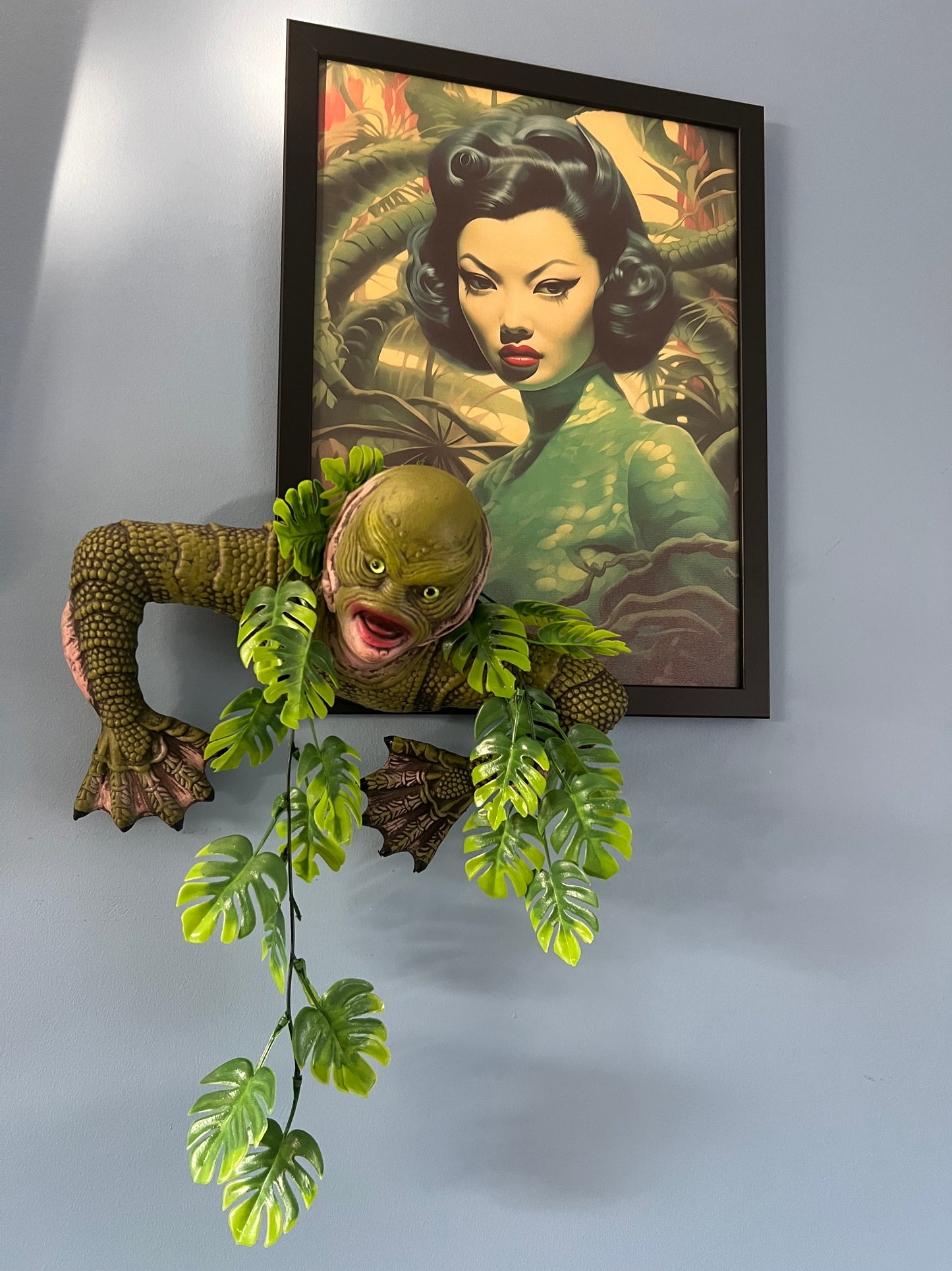 Creature Meets Exotic Lady Wall Hanging. FREE SHIPPING.