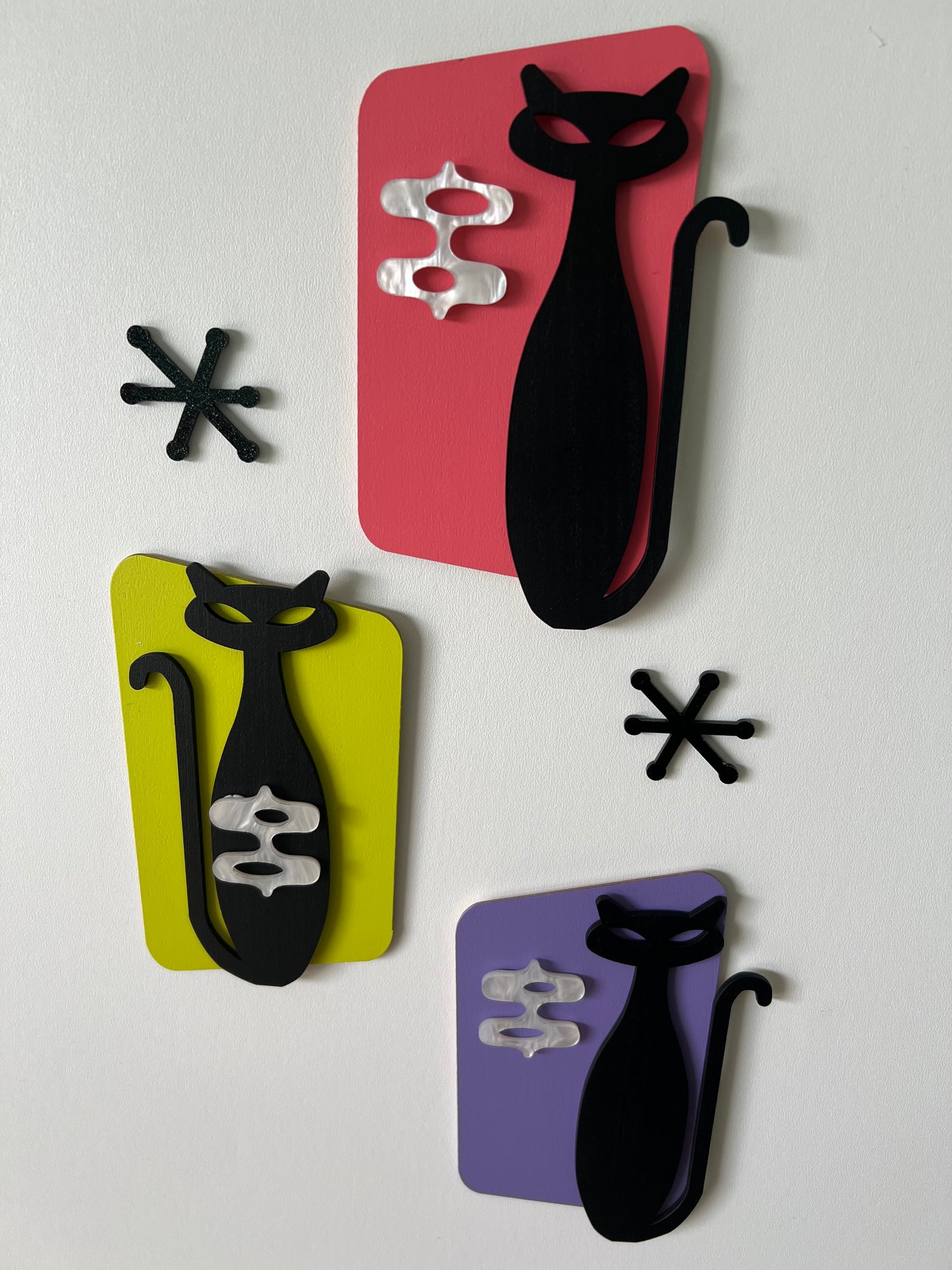 Atomic Age Cats. 5 Pieces. FREE SHIPPING.