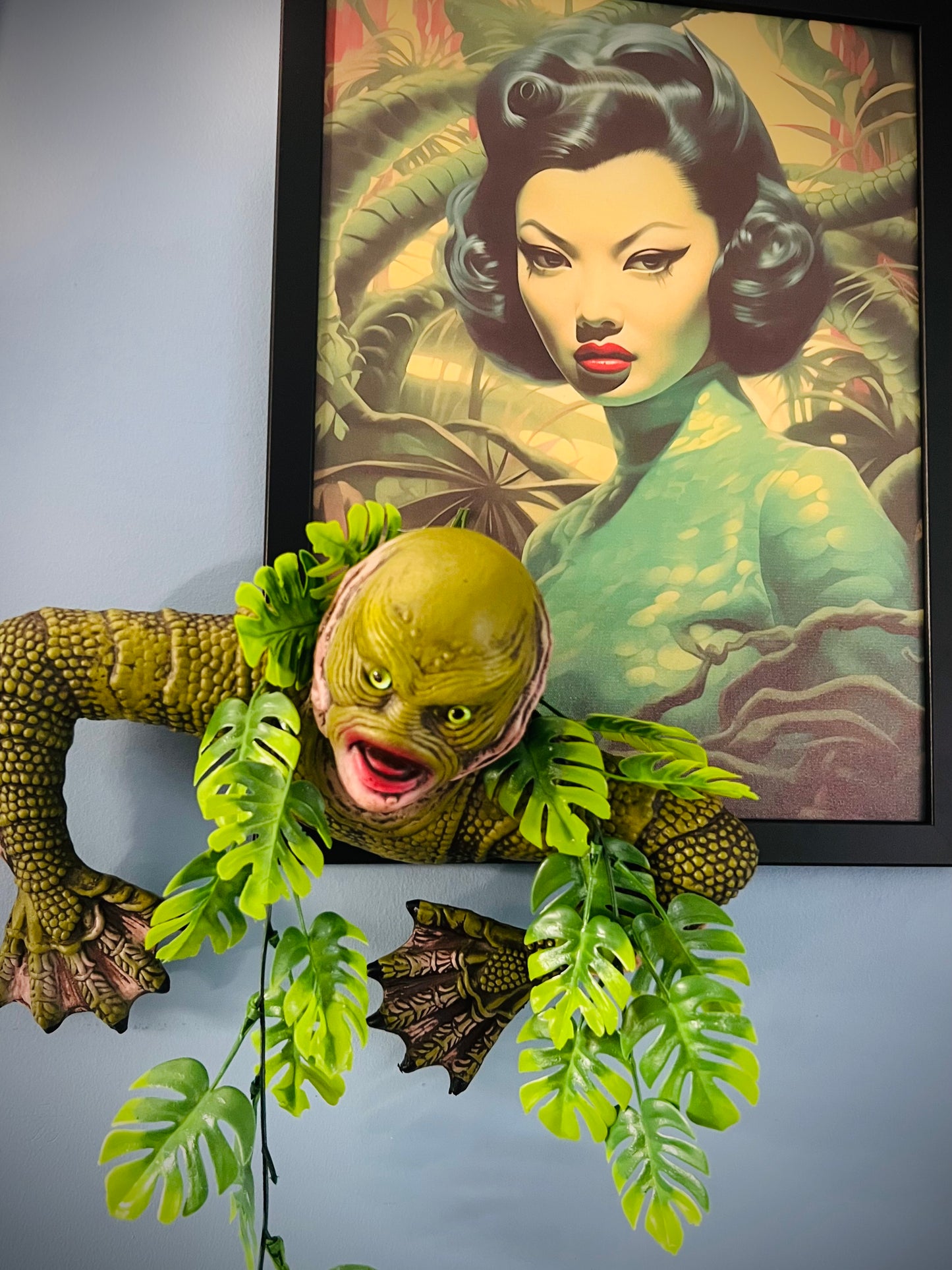 Creature Meets Exotic Lady Wall Hanging. FREE SHIPPING.