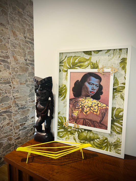 Tretchikoff Chinese Blue Lady Framed Print With Removable Atomic Accents. FREE Shipping Within Australia.