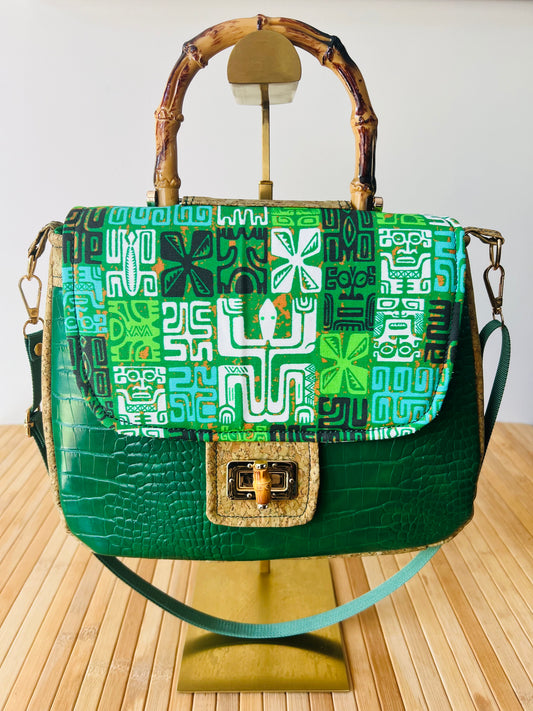 Tiki Pinup Girl Handbag With Shoulder Strap. Meticulously Hand Cut & Sewn On The Sunshine Coast. Free Shipping Within Australia.