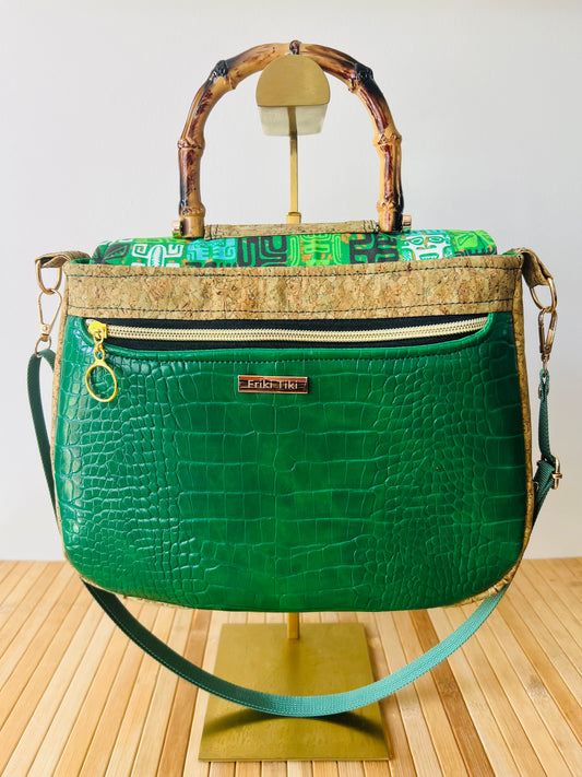 Tiki Pinup Girl Handbag With Shoulder Strap. Meticulously Hand Cut & Sewn On The Sunshine Coast. Free Shipping Within Australia.