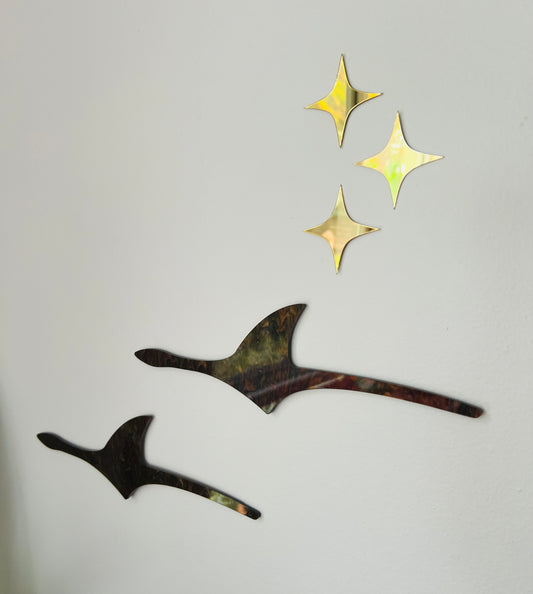 Mid-Century Modern Abstract Flying Birds Wall Art | Laser-Cut Acrylic Retro Wall Sculpture. Free Shipping Within Australia.