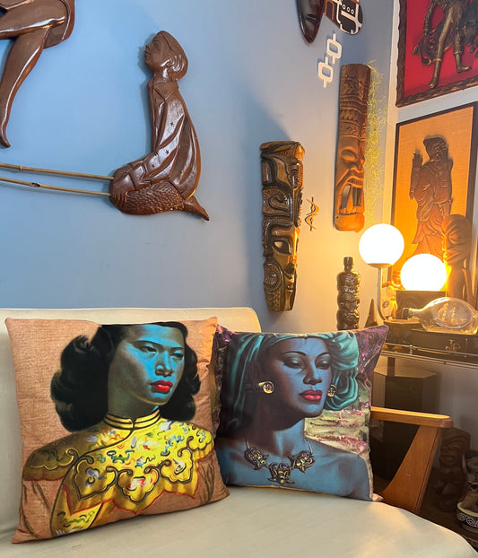 Vladimir Tretchikoff Chinese Blue Lady Cushion Cover. Free Shipping Within Australia.