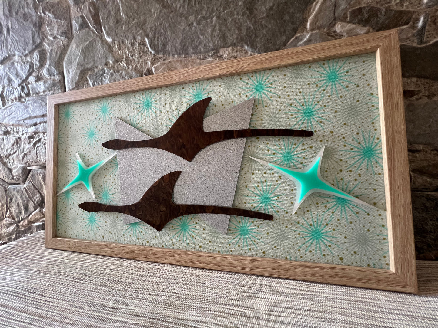 Framed Atomic Age Pair Of Gulls In Flight. Free Shipping Within Australia.