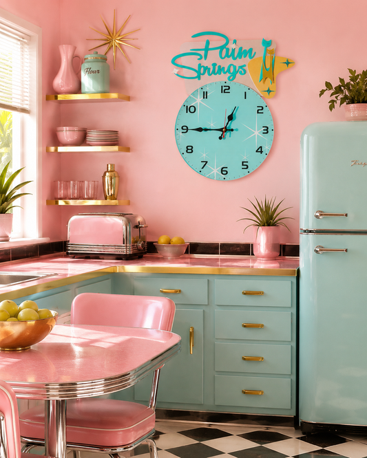 Palm Springs Atomic Age Clock. Includes Shipping Within Australia.