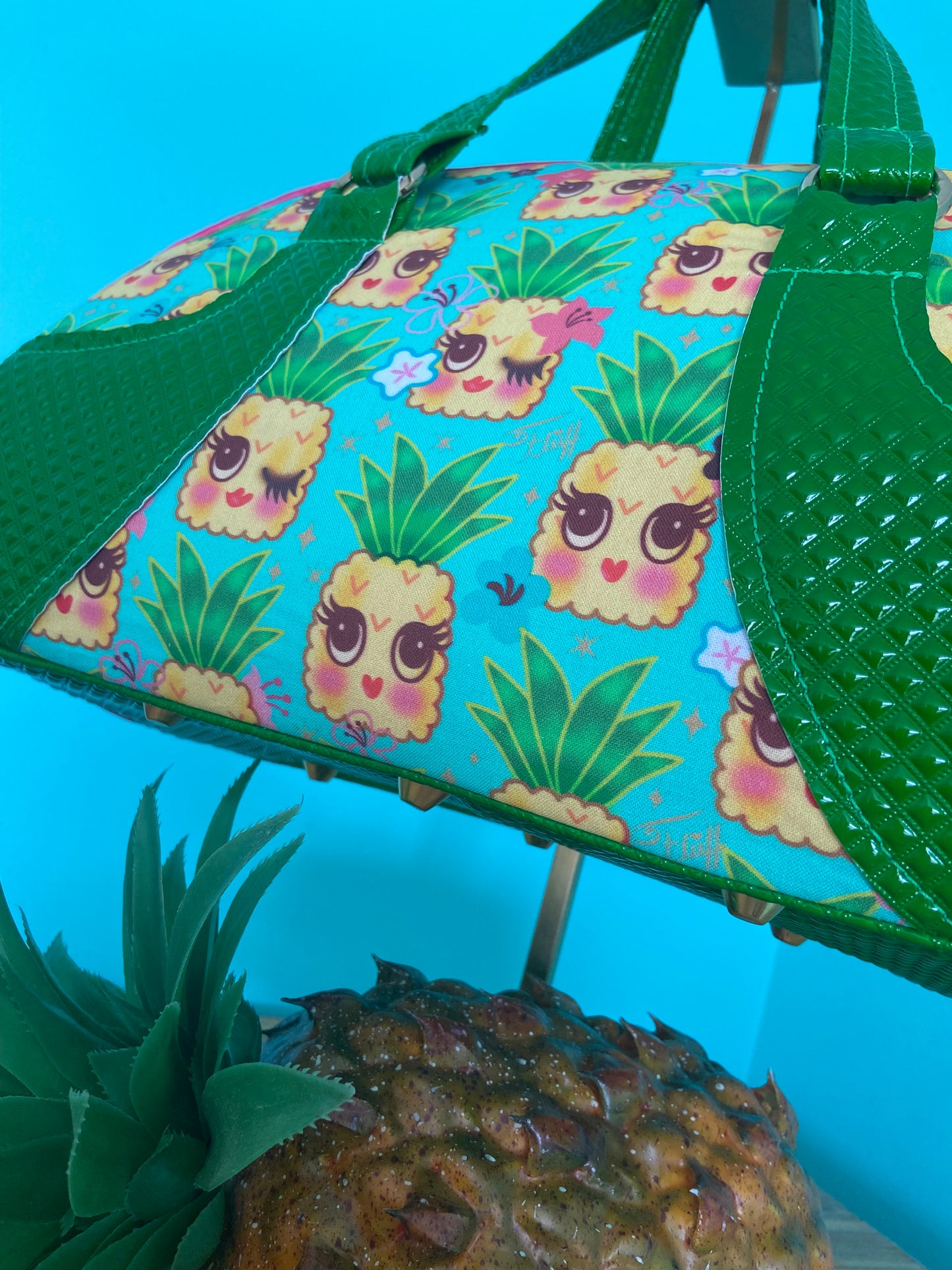 Retro Coast Midcentury Miss. Fluff Kawaii Pineapple Bowling Bag.