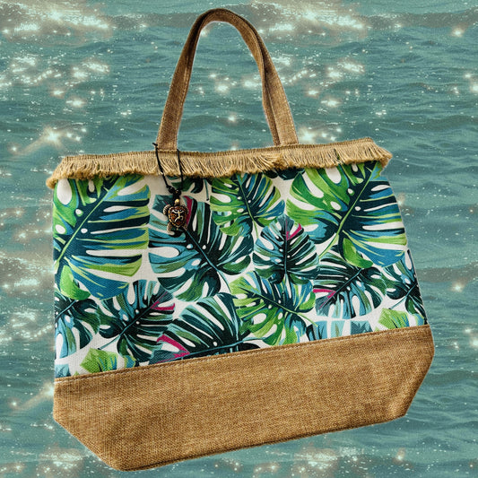 Monstera Leaf Tiki Tote. FREE SHIPPING within Australia.