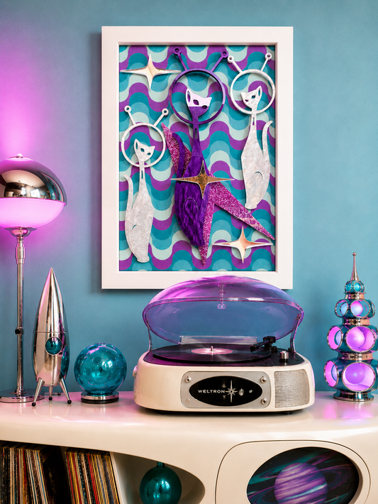 Atomic, Space Age Cats Wall Art. FREE SHIPPING WITHIN AUSTRALIA.
