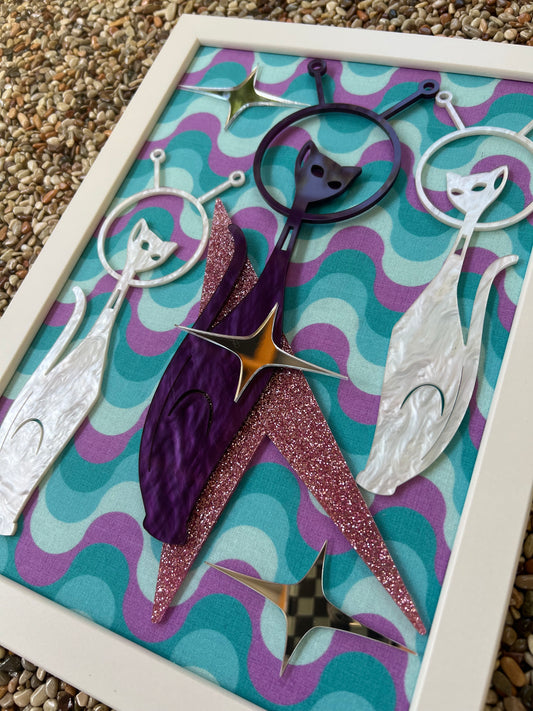 Atomic, Space Age Cats Wall Art. FREE SHIPPING WITHIN AUSTRALIA.