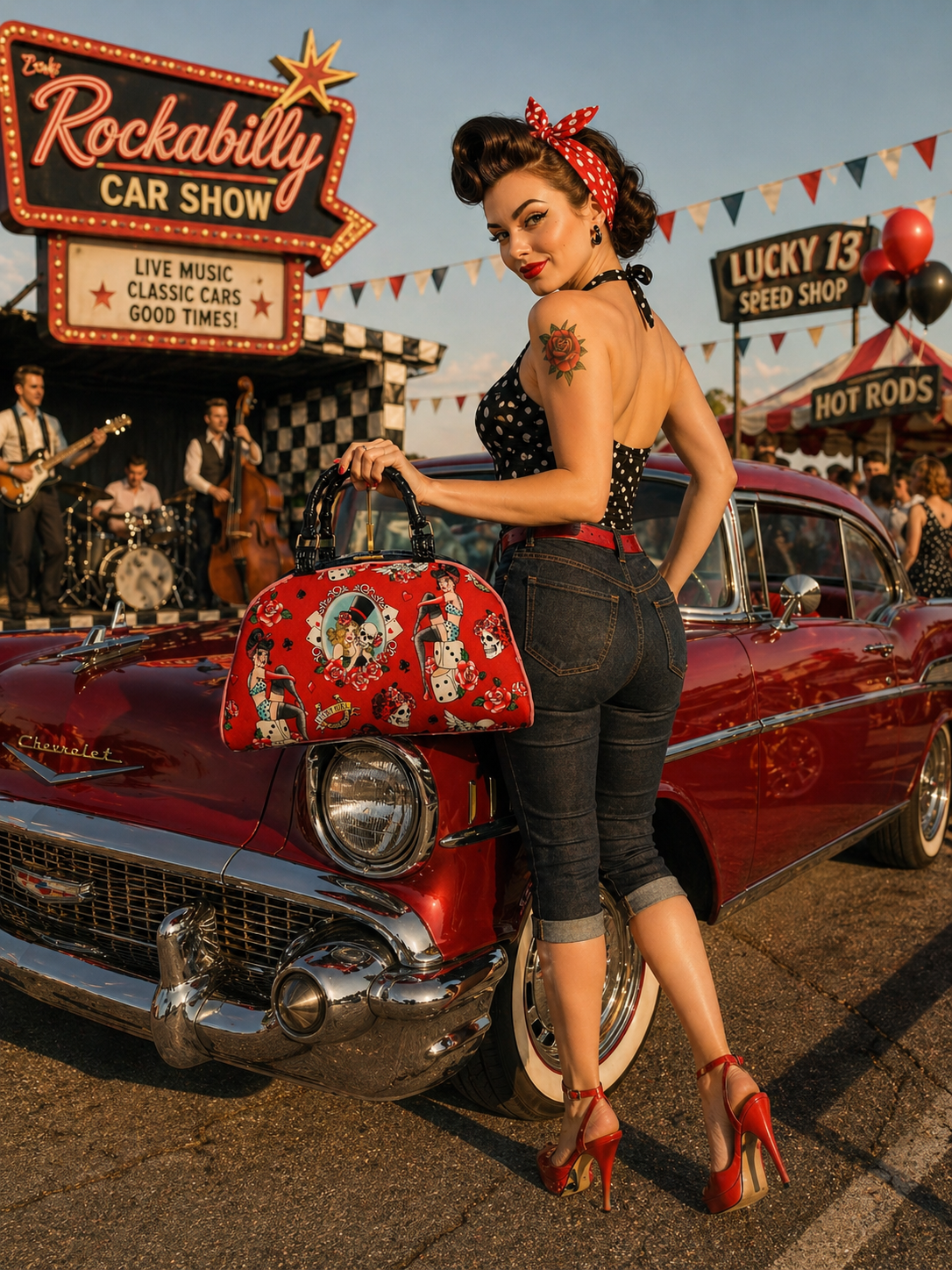 Pinup Girl Bowling Bag Style Handbag. Retro. Rockabilly. Free Shipping Applies Within Australia.