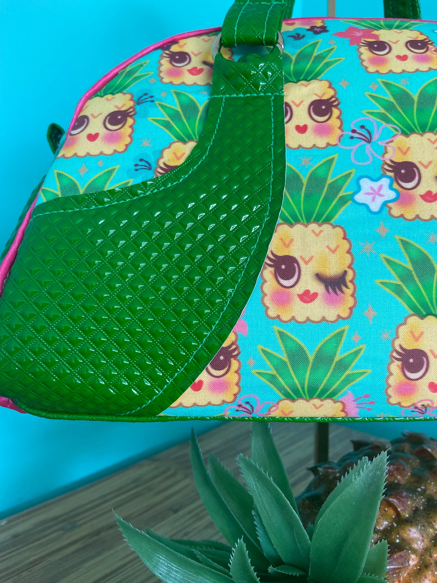 Retro Coast Midcentury Miss. Fluff Kawaii Pineapple Bowling Bag.