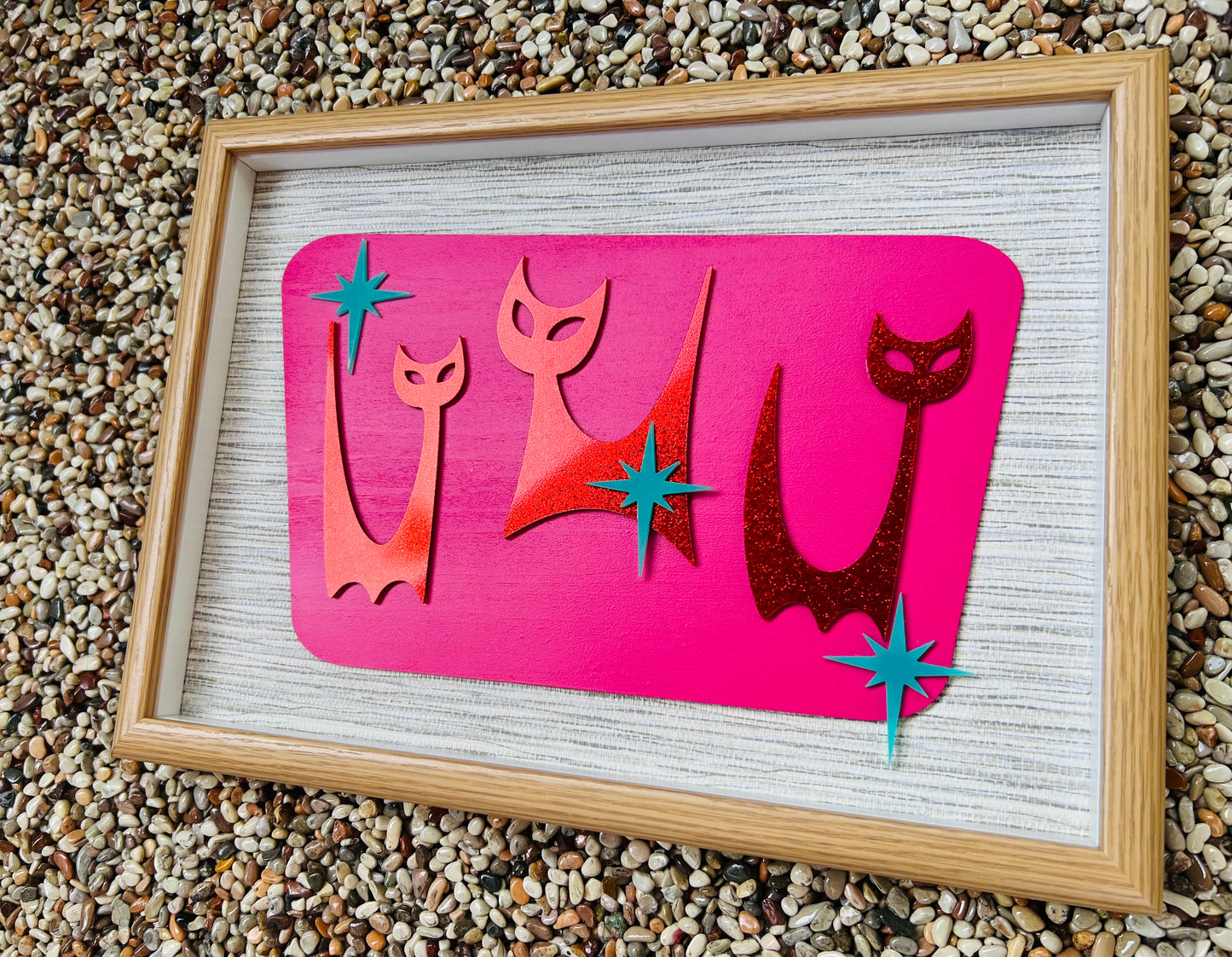 Trio Of Mid Mod Red Cats. FREE SHIPPING within Australia.