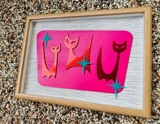 Trio Of Mid Mod Red Cats. FREE SHIPPING within Australia.