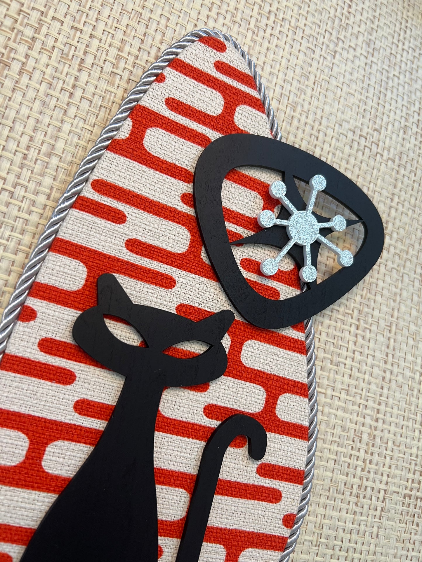 Pair Of Atomic Age Cat Wall Hangings. Meticulously Hand Crafted. FREE post within Australia.