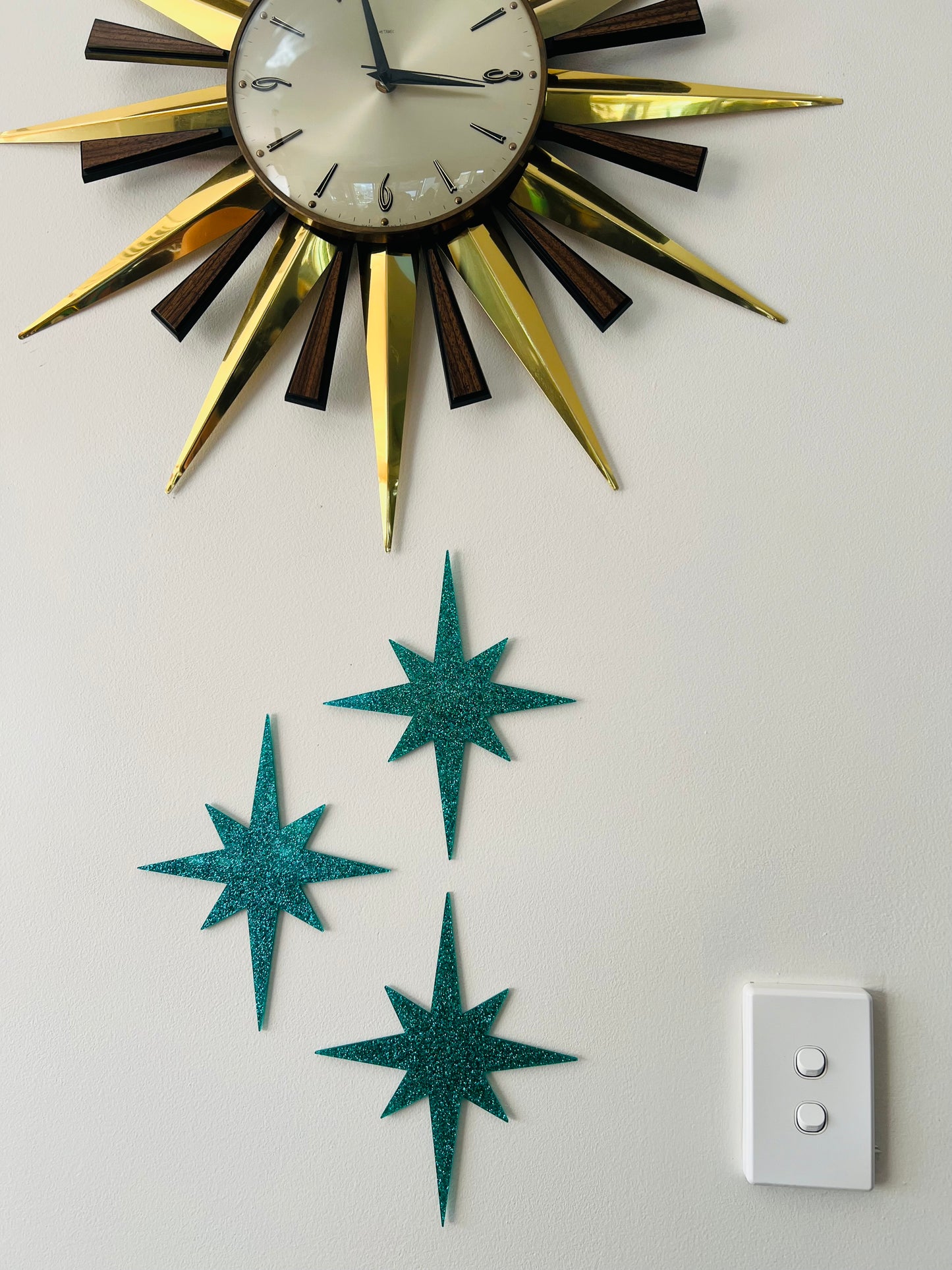 Singular Laser Cut Aqua Glitter Starburst. Available In Multiples. Free Shipping Within Australia.