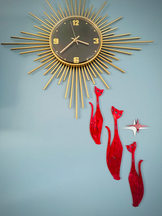 Marbled Red Sexton Cat Set With Elongated Diamond. FREE SHIPPING WITHIN AUSTRALIA.