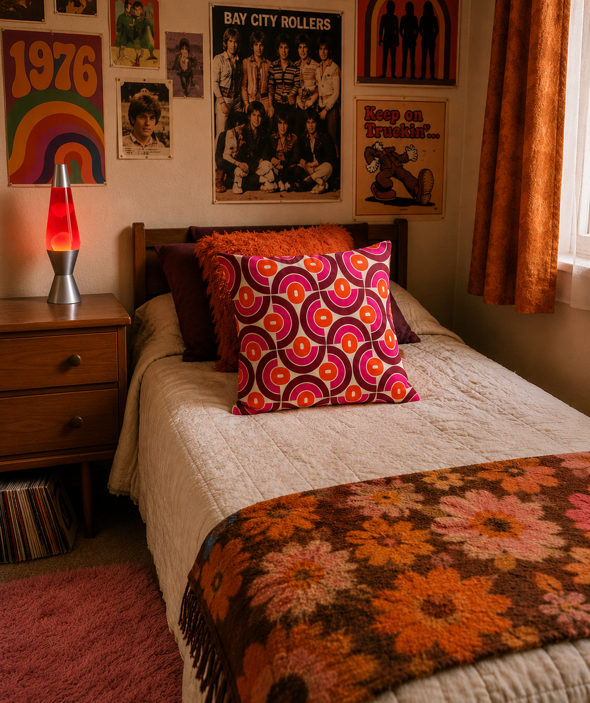 Retro Groovy Seventies Era Cushion Cover. Includes Shipping Within Australia.