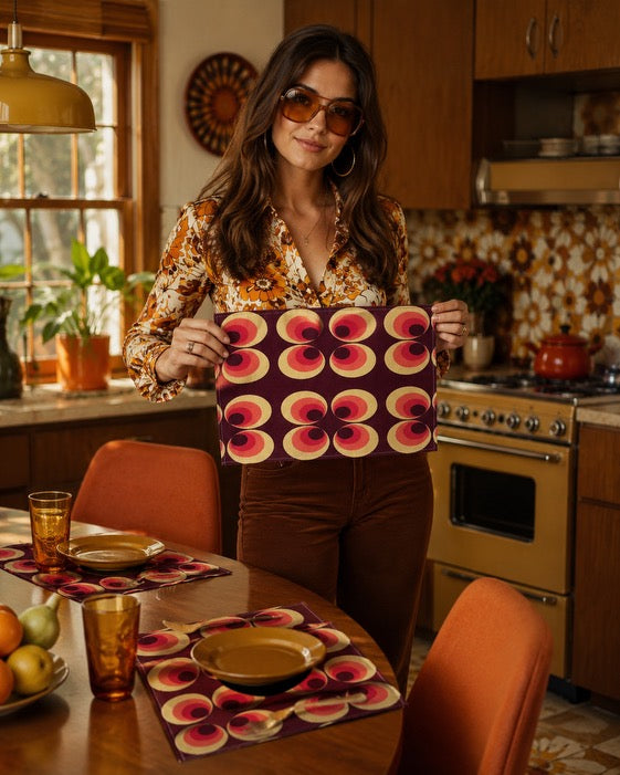 Groovy Seventies Place Mats, Set Of 4. Free Shipping Within Australia.