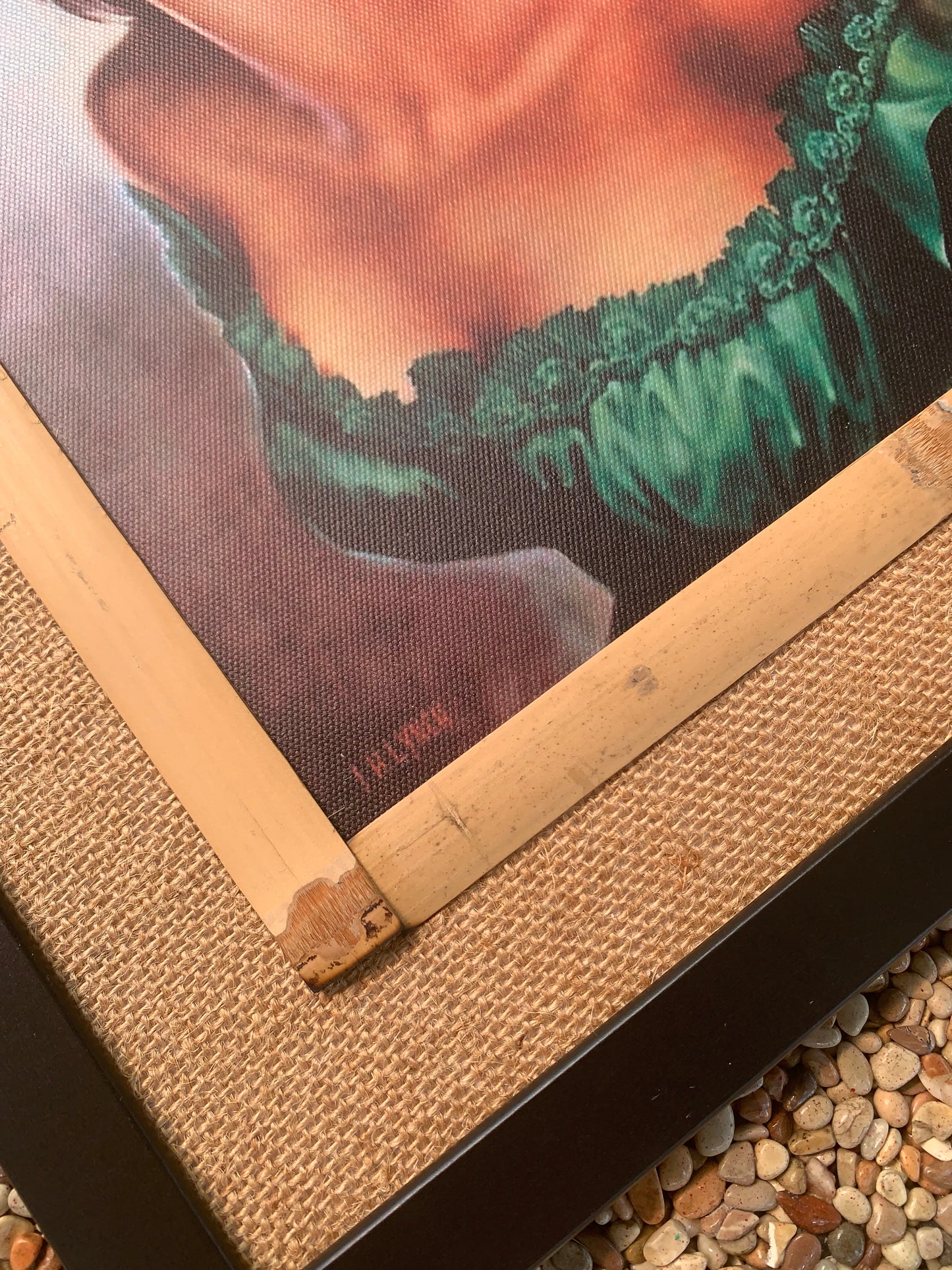 JH Lynch Tina In A Green Dress Framed Canvas. Includes Shipping Within Australia.