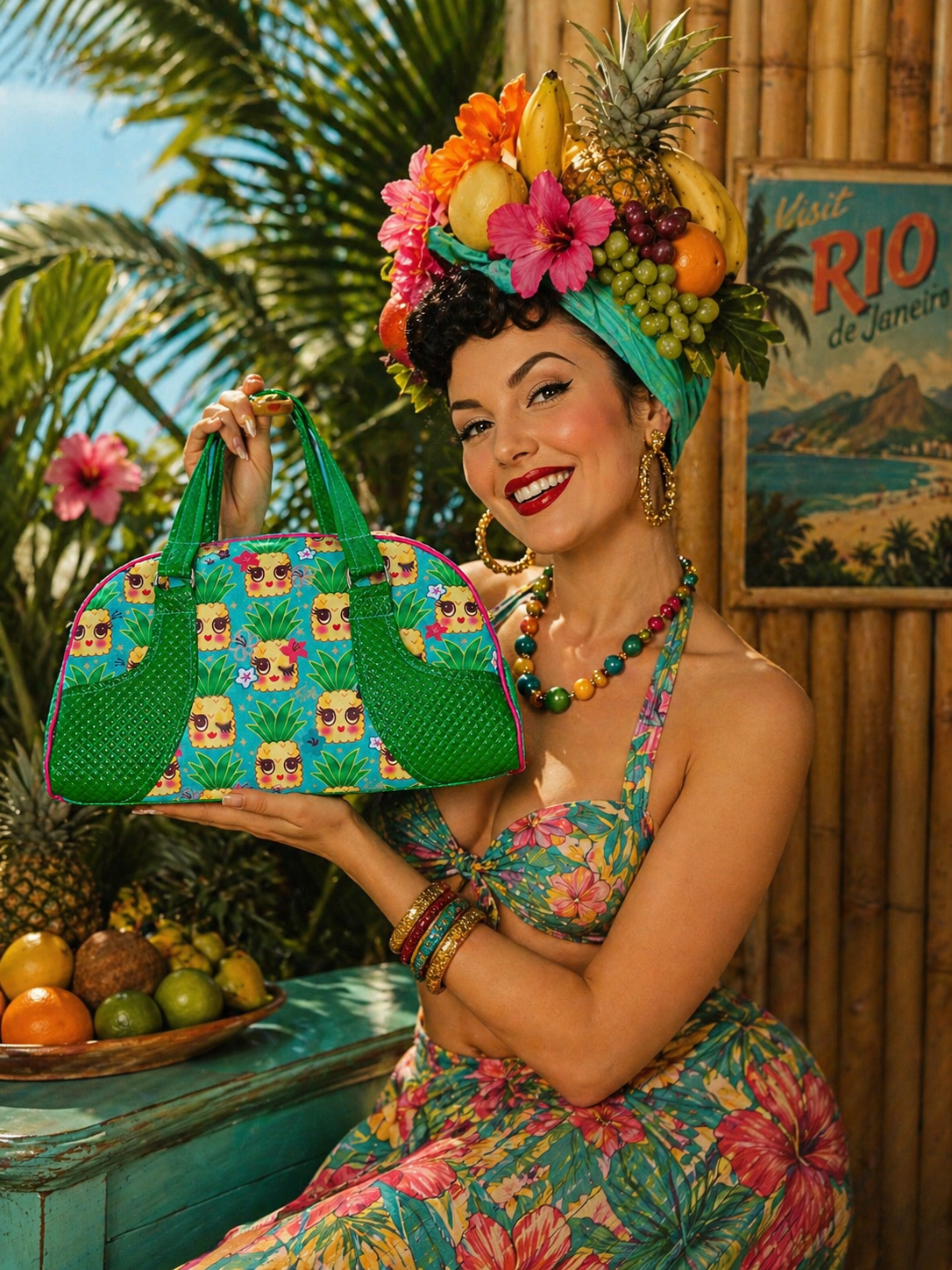 Retro Coast Midcentury Miss. Fluff Kawaii Pineapple Pinup Girl Bowling Bag. FREE Shipping Within Australia.
