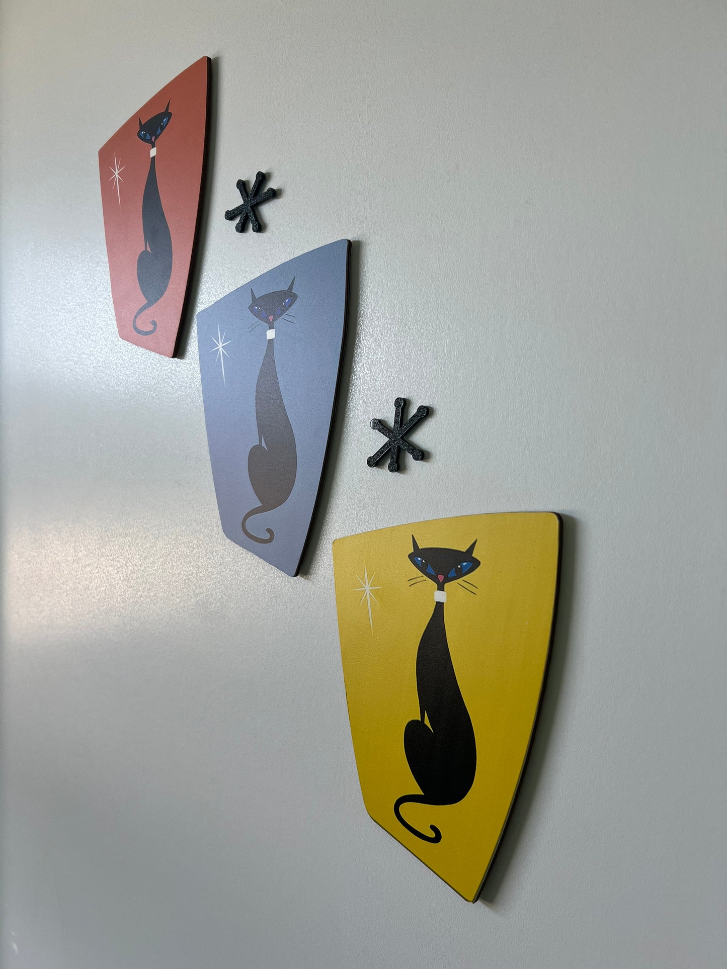 Atomic Age Cats. 3 Pieces With 2 Black Atomic Nodes. FREE SHIPPING.