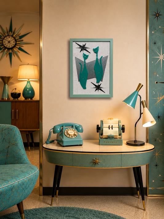 Atomic Age Sexton Cat Wall Art. FREE SHIPPING within Australia.