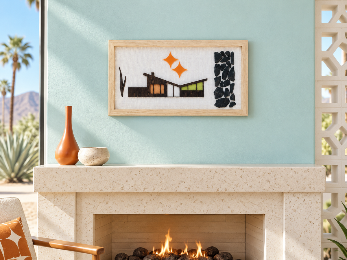 Palm Springs Modernist Home With Rock Wall Feature. FREE SHIPPING Within Australia.