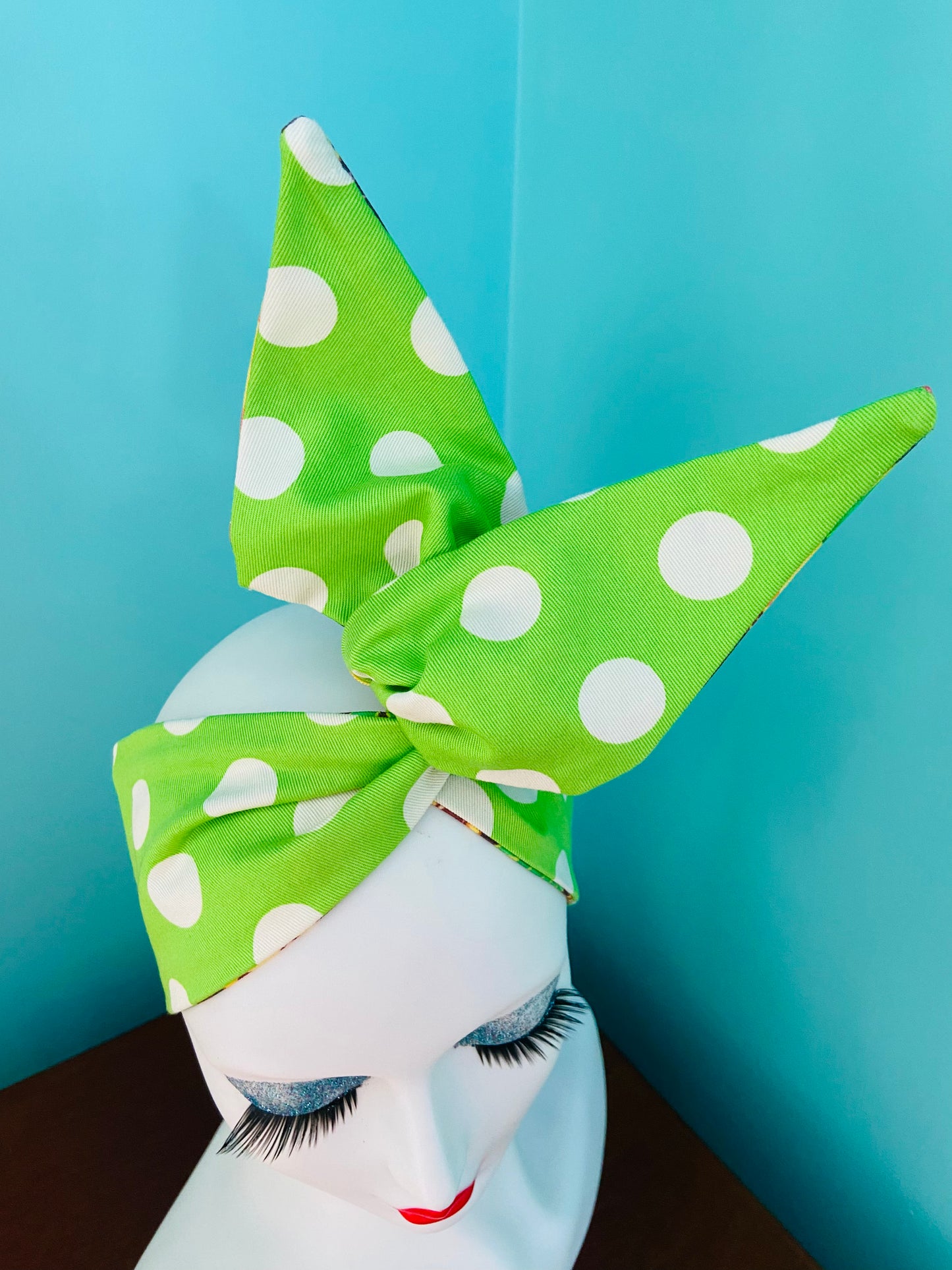 Retro Coast Midcentury Pinup Reversible Kawaii Pineapple & Polka Dot Wired Head Band