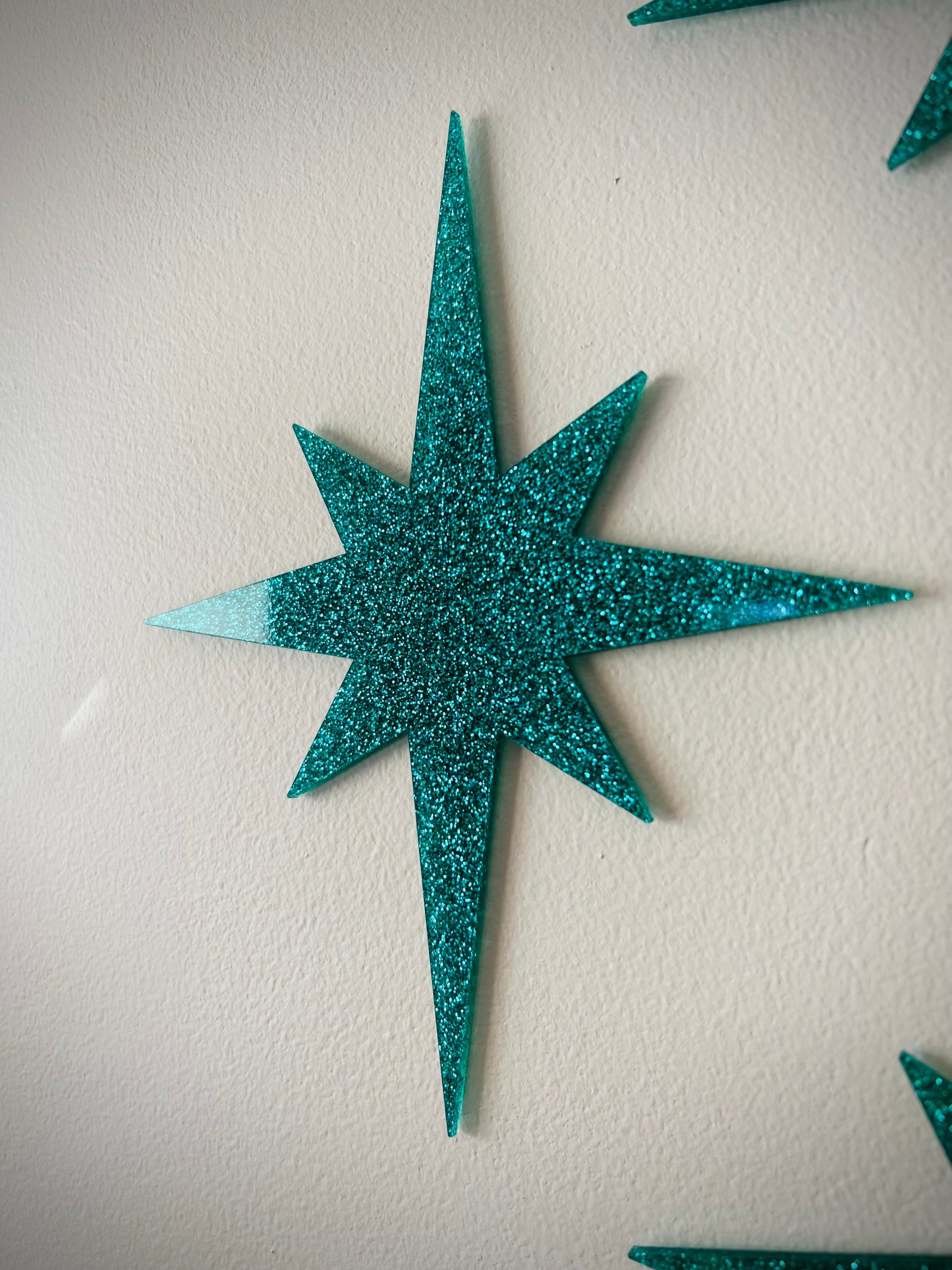 Singular Laser Cut Aqua Glitter Starburst. Available In Multiples. Free Shipping Within Australia.