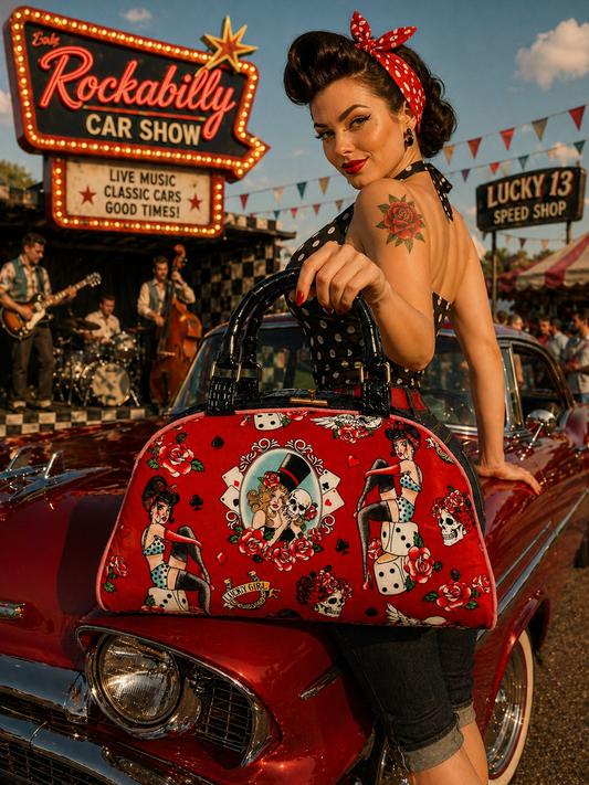 Pinup Girl Bowling Bag Style Handbag. Retro. Rockabilly. Free Shipping Applies Within Australia.