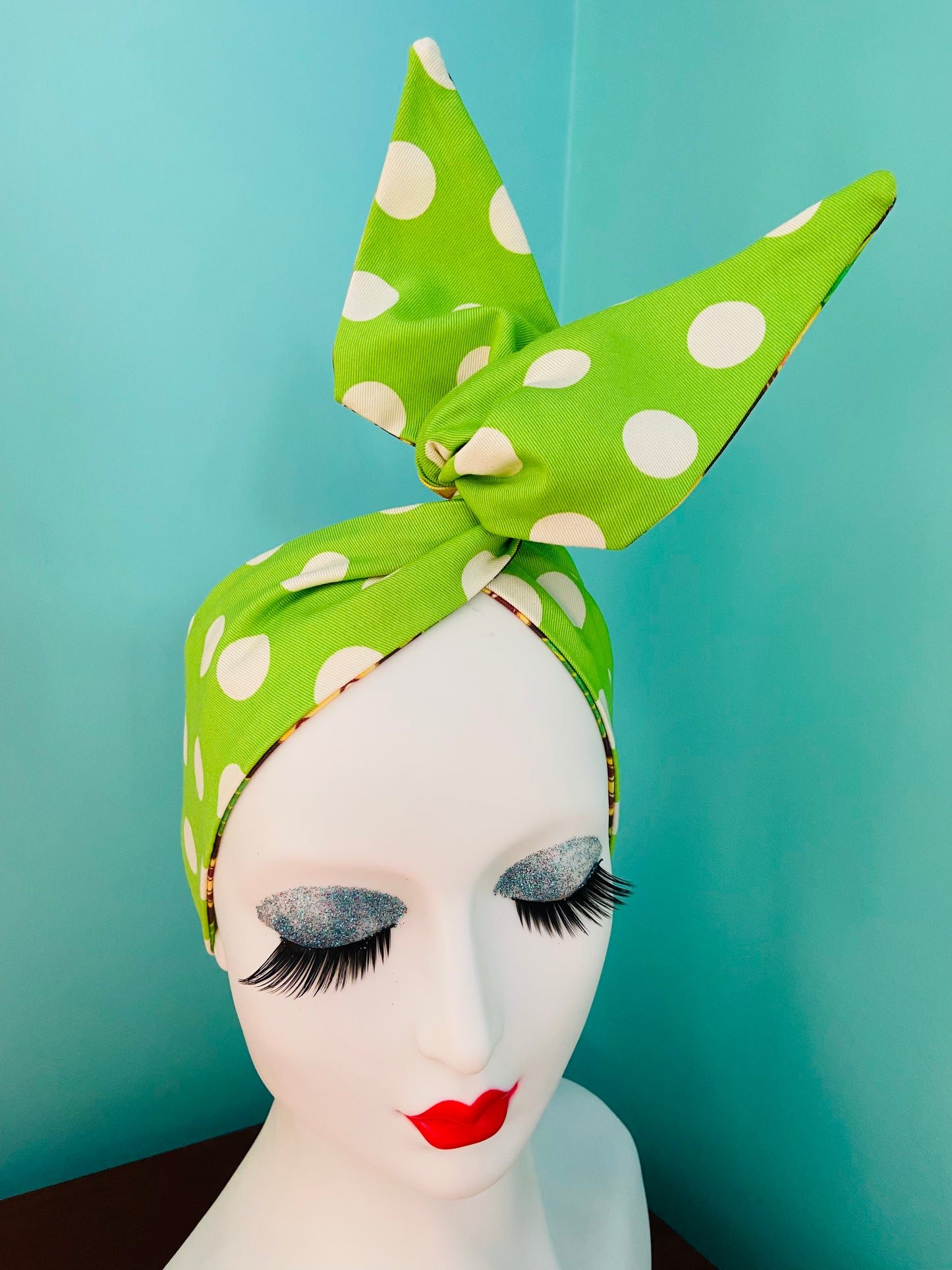 Retro Coast Midcentury Pinup Reversible Kawaii Pineapple & Polka Dot Wired Head Band