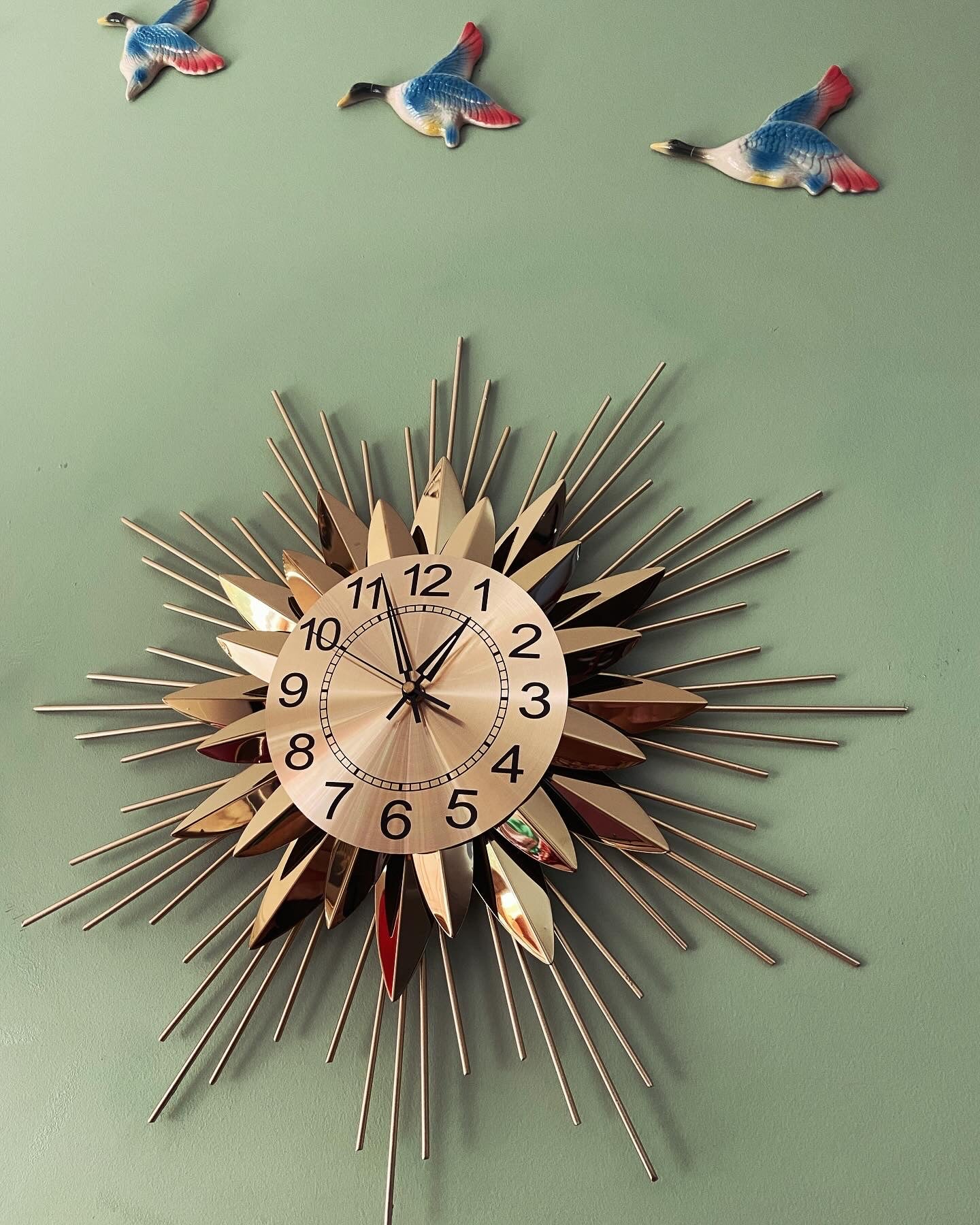 Retro Coast Midcentury Gold Starburst Clock