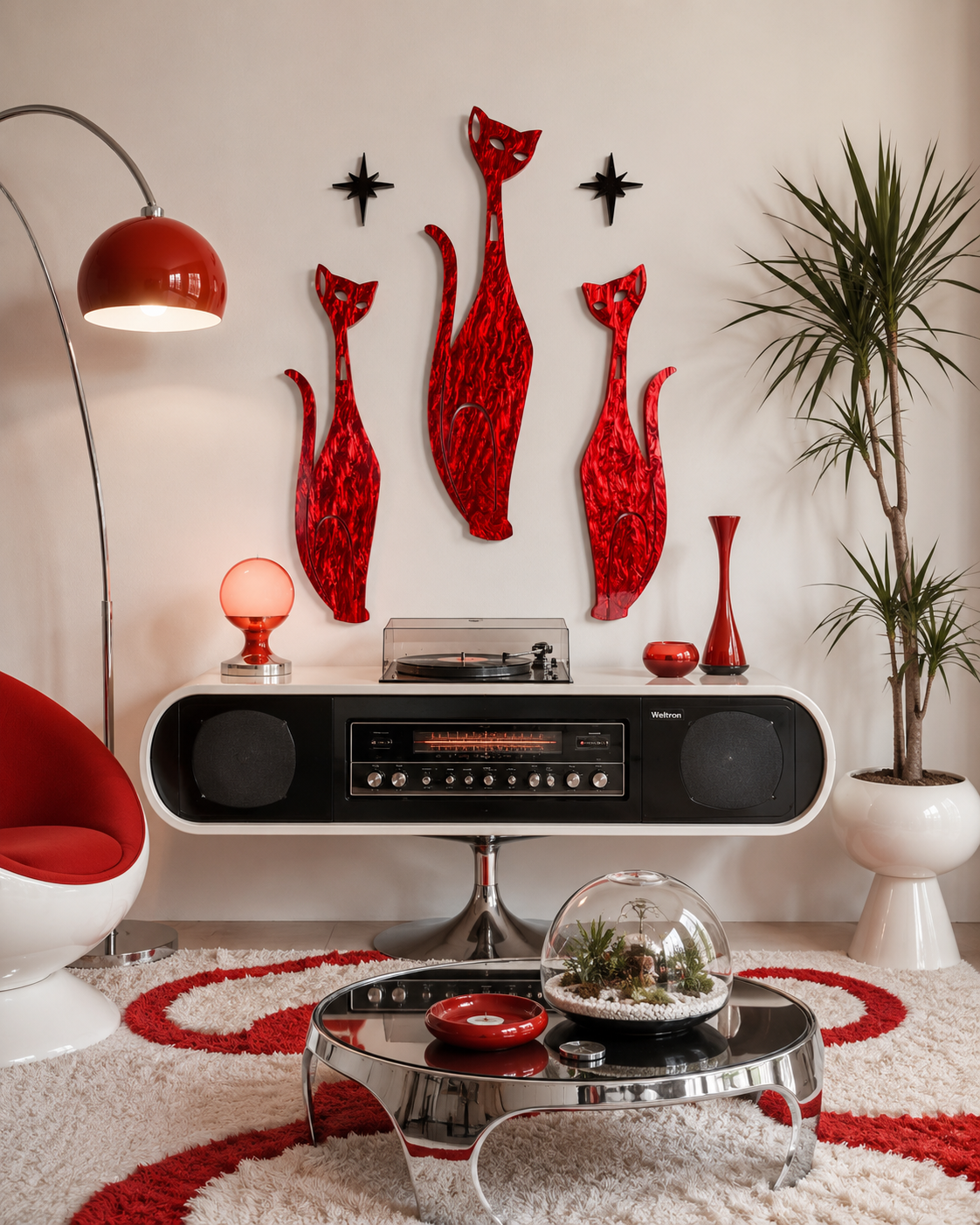 Marbled Red Sexton Cat Set With Elongated Diamond. FREE SHIPPING WITHIN AUSTRALIA.