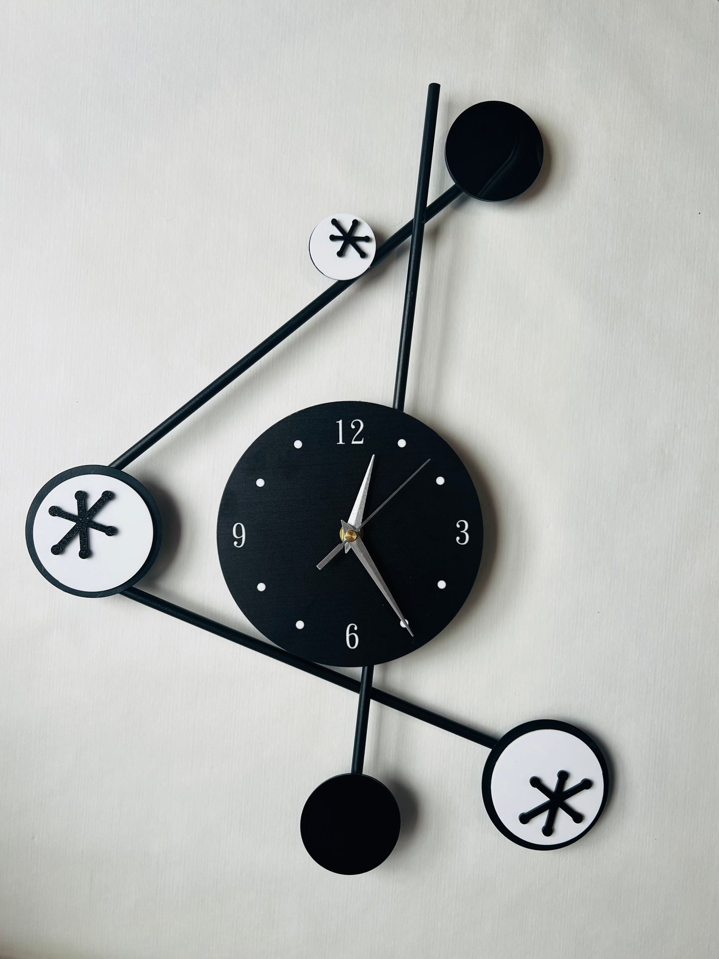 NEW! Geometric Wall Clock Featuring Atomic Age Nodes. Includes Shipping Within Australia.