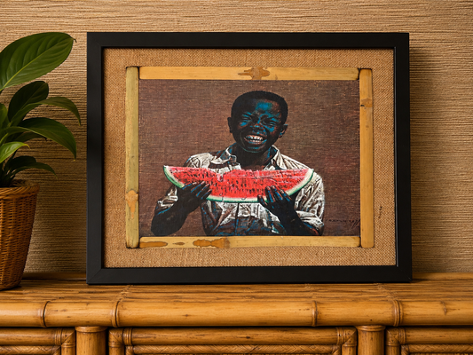 Vladimir Tretchikoff ‘Melon Boy’ Framed Cotton Canvas. Includes Shipping Within Australia.