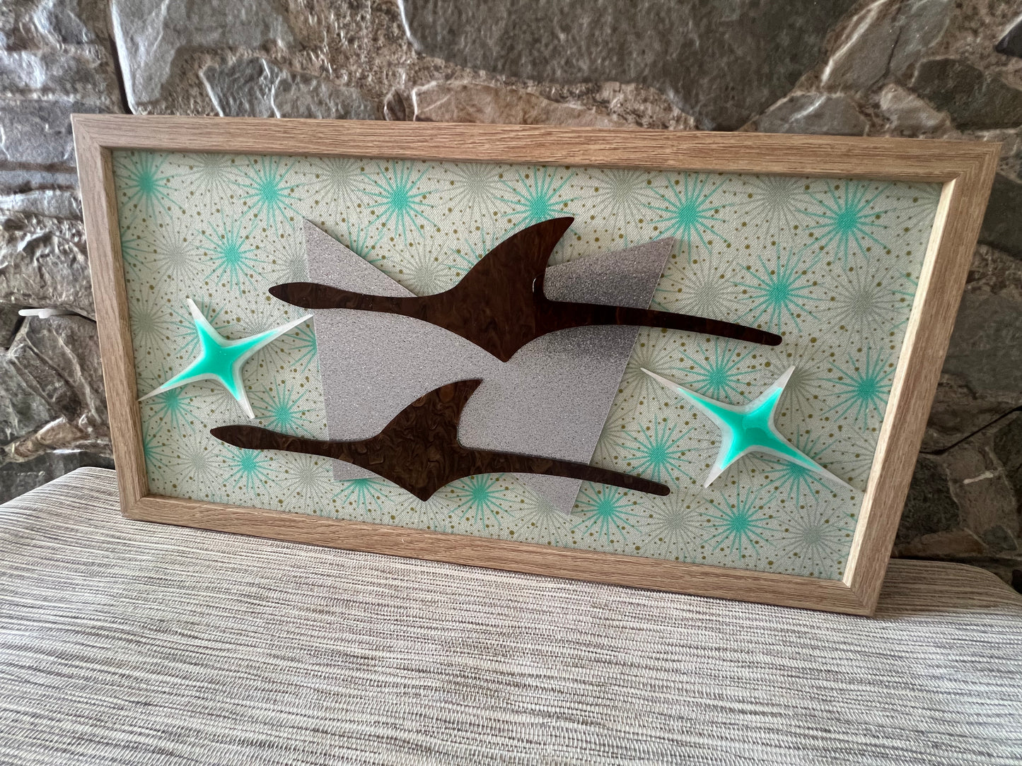 Framed Atomic Age Pair Of Gulls In Flight. Free Shipping Within Australia.