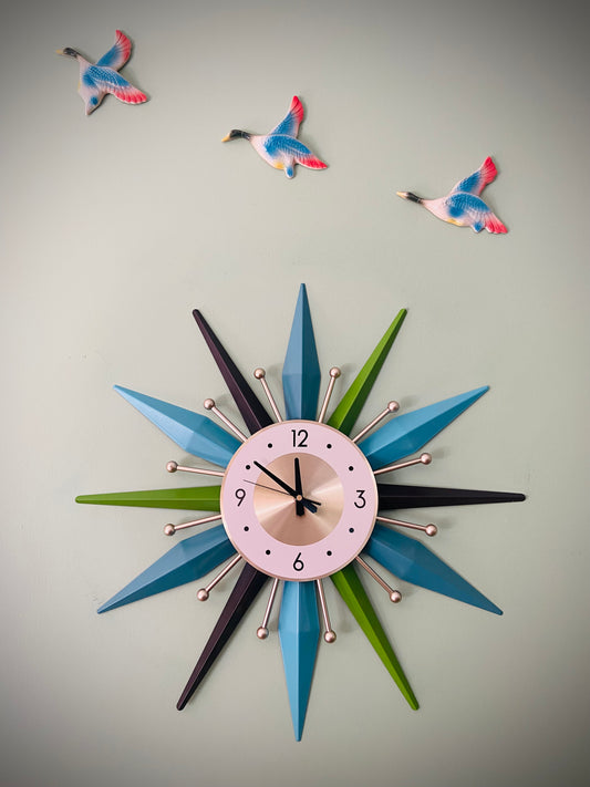 Retro Coast Midcentury Replica Starburst Clock