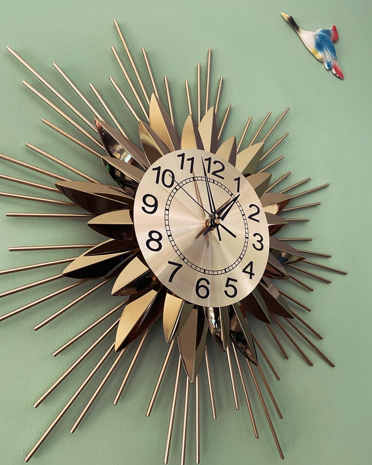 Retro Coast Midcentury Gold Starburst Clock